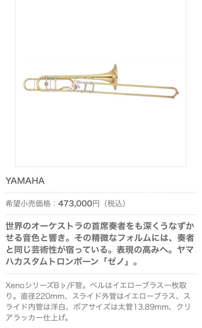 【選定品】美品 YAMAHAテナーバストロンボーン YSL-882O Xeno