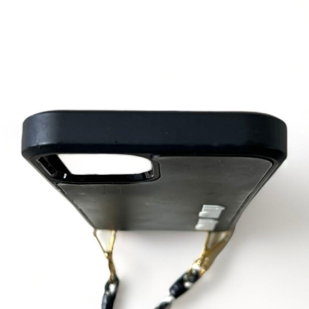 ミュウミュウ iPhoneケース 12 ロゴ ショルダーストラップ ブラック