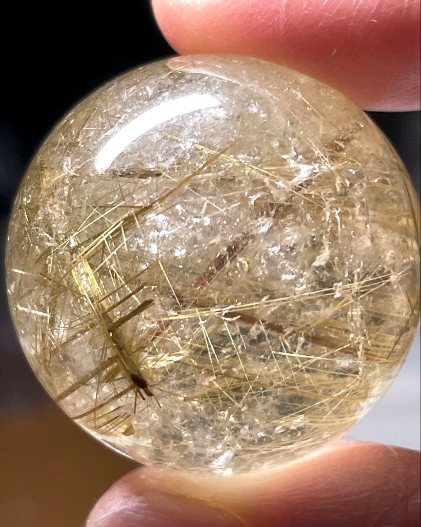 【ゴールドルチルクォーツ】丸玉●スフィア◆金運・仕事運◆天然石◆パワーストーン