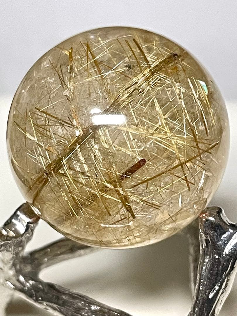【ゴールドルチルクォーツ】丸玉●スフィア◆金運・仕事運◆天然石◆パワーストーン
