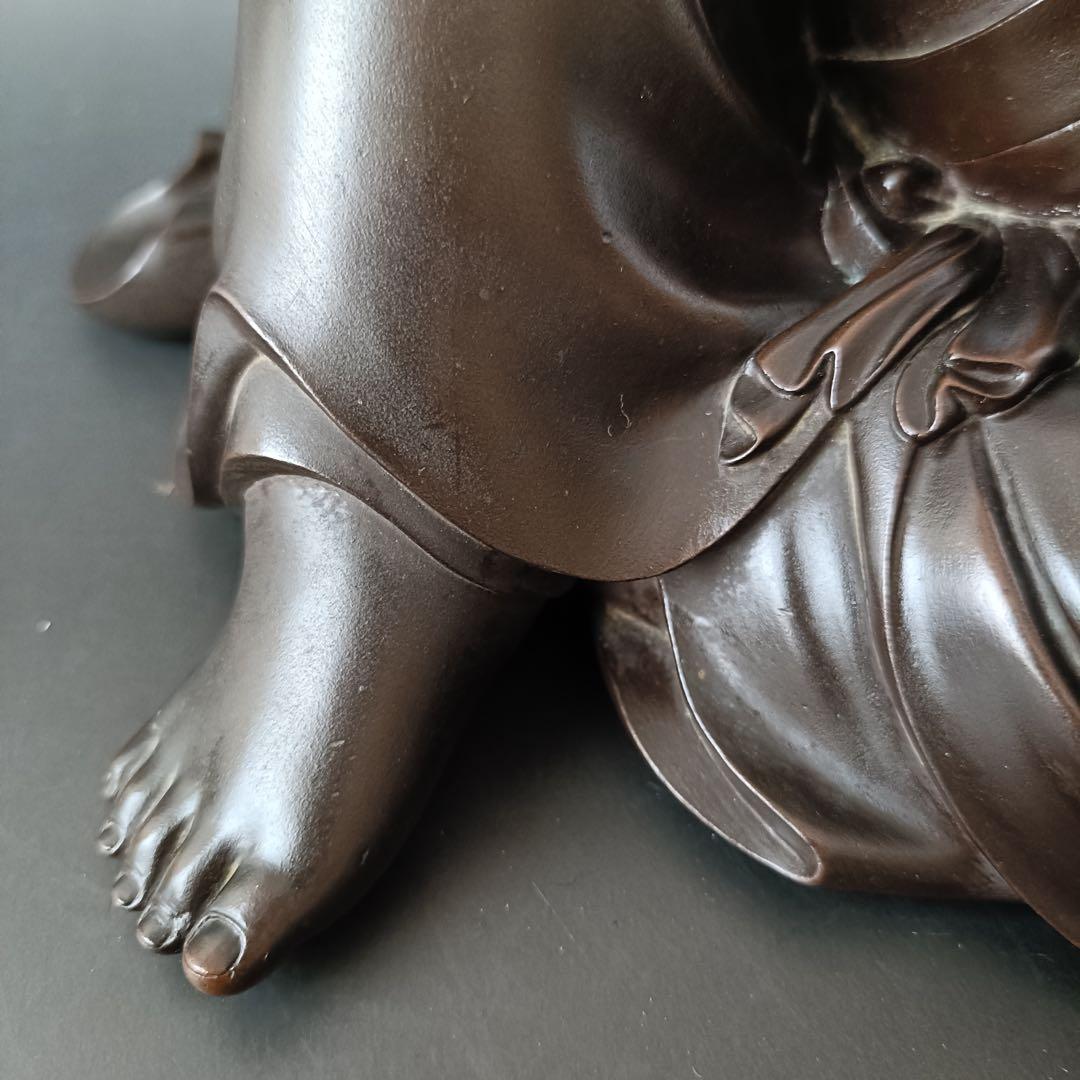 津田真瑞作　『猩々床置』　【共箱付(ラベル入) 】　　時代金工 銅製