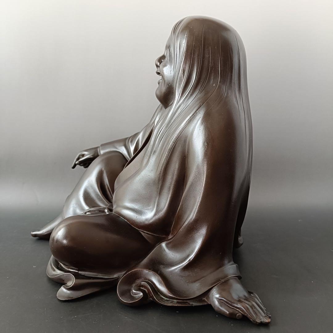 津田真瑞作　『猩々床置』　【共箱付(ラベル入) 】　　時代金工 銅製