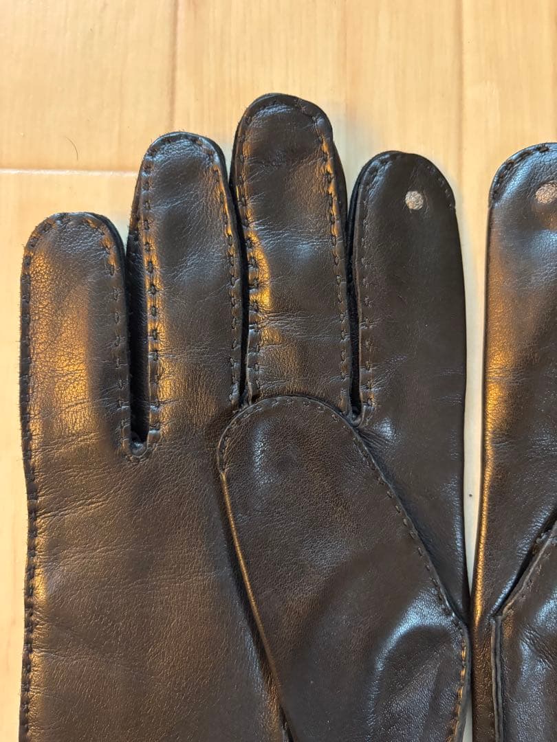 【美品】 Hermès エルメス ラムスキン レザーグローブ ブラックメンズ 8