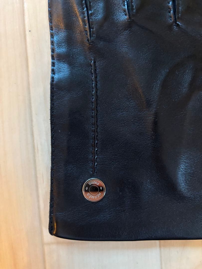 【美品】 Hermès エルメス ラムスキン レザーグローブ ブラックメンズ 8