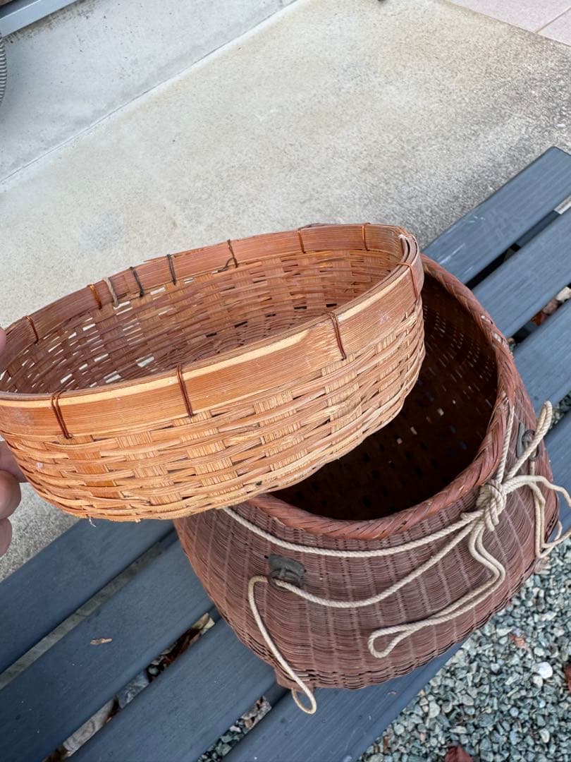 竹製バスケット 籠　胴丸かご　インテリア　2点セット
