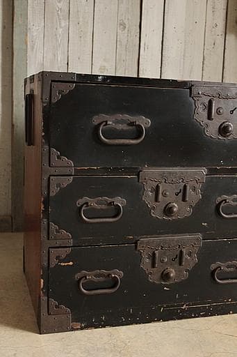 時代　庄内箪笥　扉付き　時代家具　収納タンス　古家具