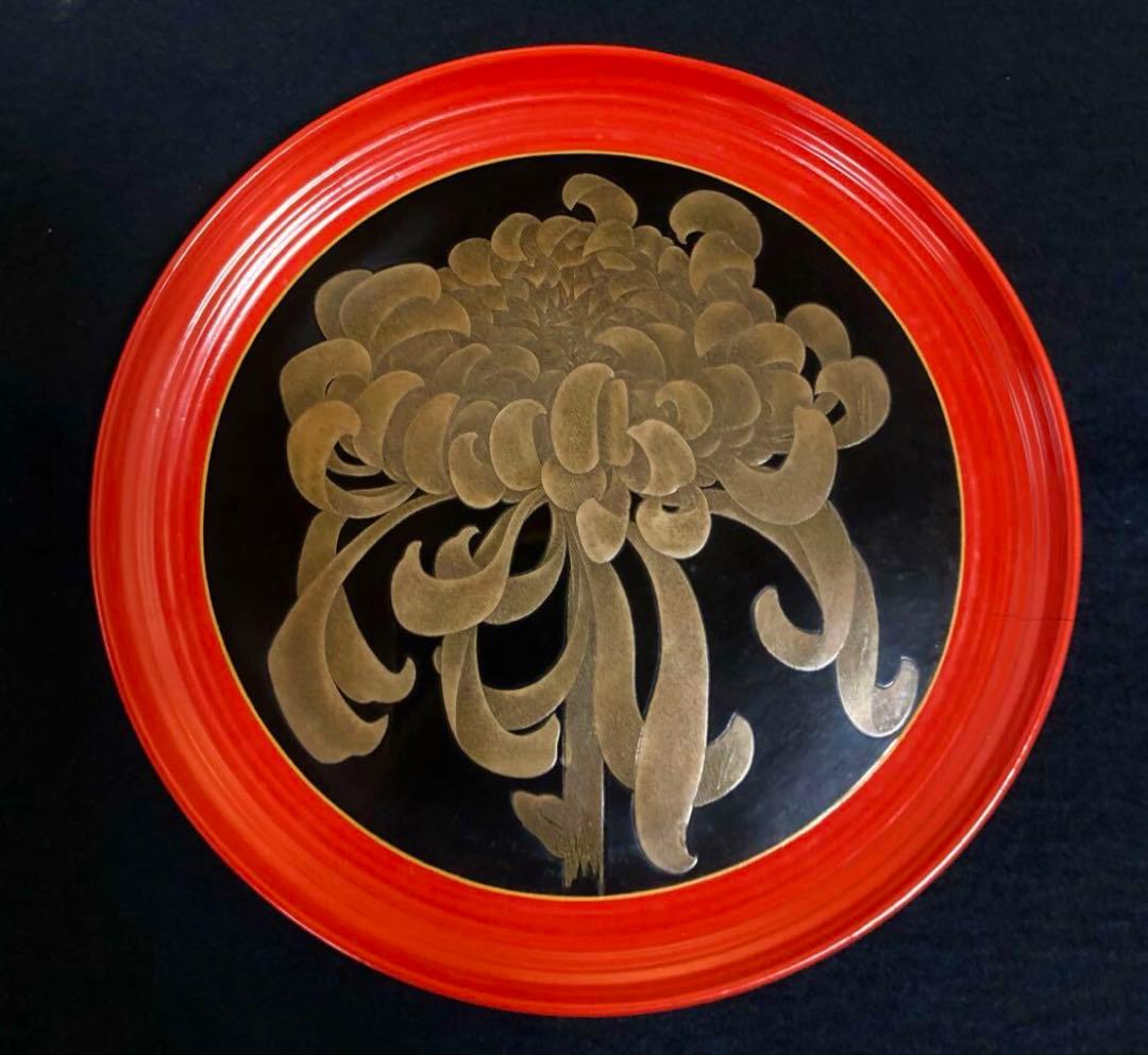 「祖」菊花 蒔絵 菓子皿10客 横越 自入 共箱 (122A②)