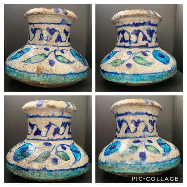 ペルシャ陶器 藍彩壷　ペルシャ　土器　彩文土器　古代土器　須恵器　古陶磁器