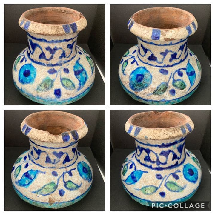 ペルシャ陶器 藍彩壷　ペルシャ　土器　彩文土器　古代土器　須恵器　古陶磁器