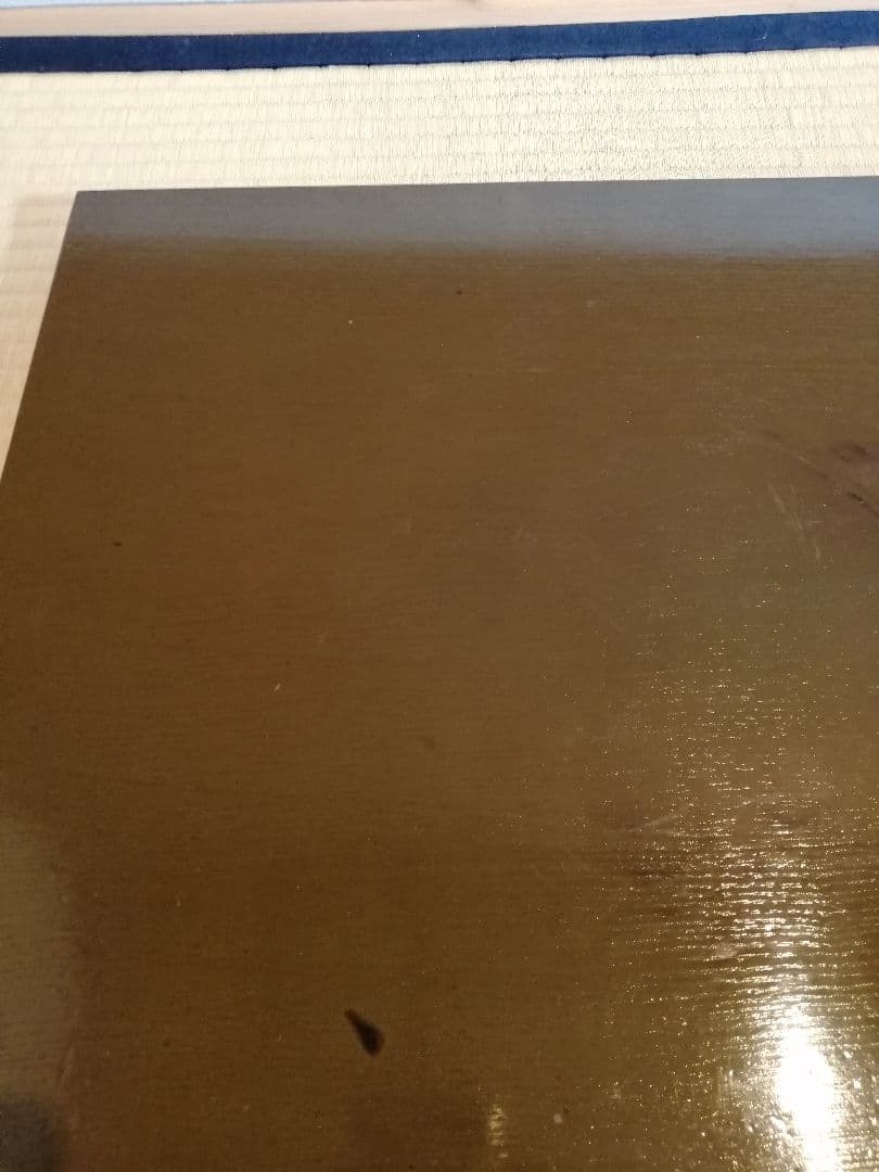 【茶道具】橋口宗榮造　藪内流 猗々斎宗匠箱書 家伝の形 青漆爪紅長板　長板80