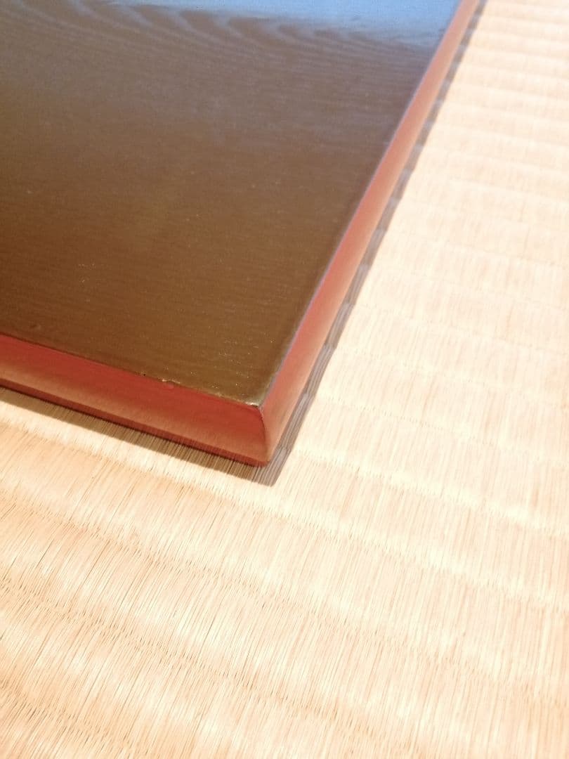 【茶道具】橋口宗榮造　藪内流 猗々斎宗匠箱書 家伝の形 青漆爪紅長板　長板80