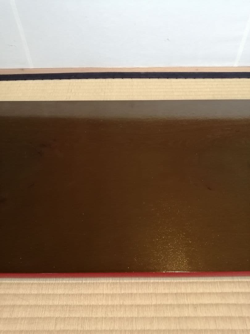 【茶道具】橋口宗榮造　藪内流 猗々斎宗匠箱書 家伝の形 青漆爪紅長板　長板80