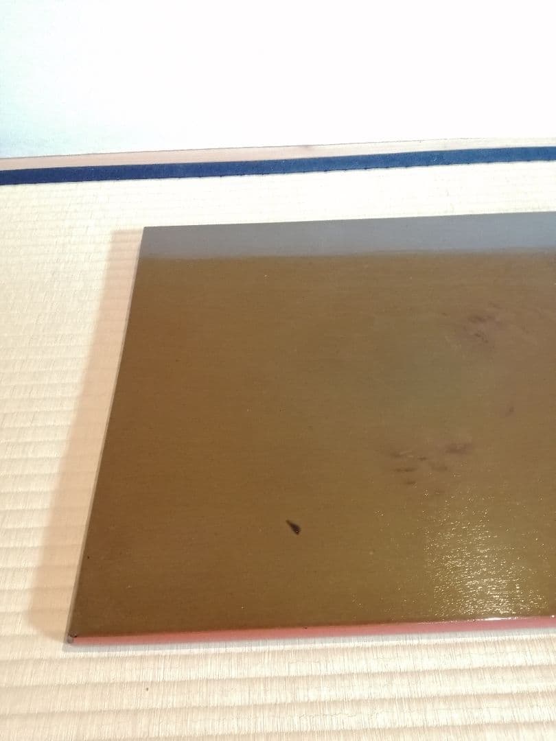 【茶道具】橋口宗榮造　藪内流 猗々斎宗匠箱書 家伝の形 青漆爪紅長板　長板80