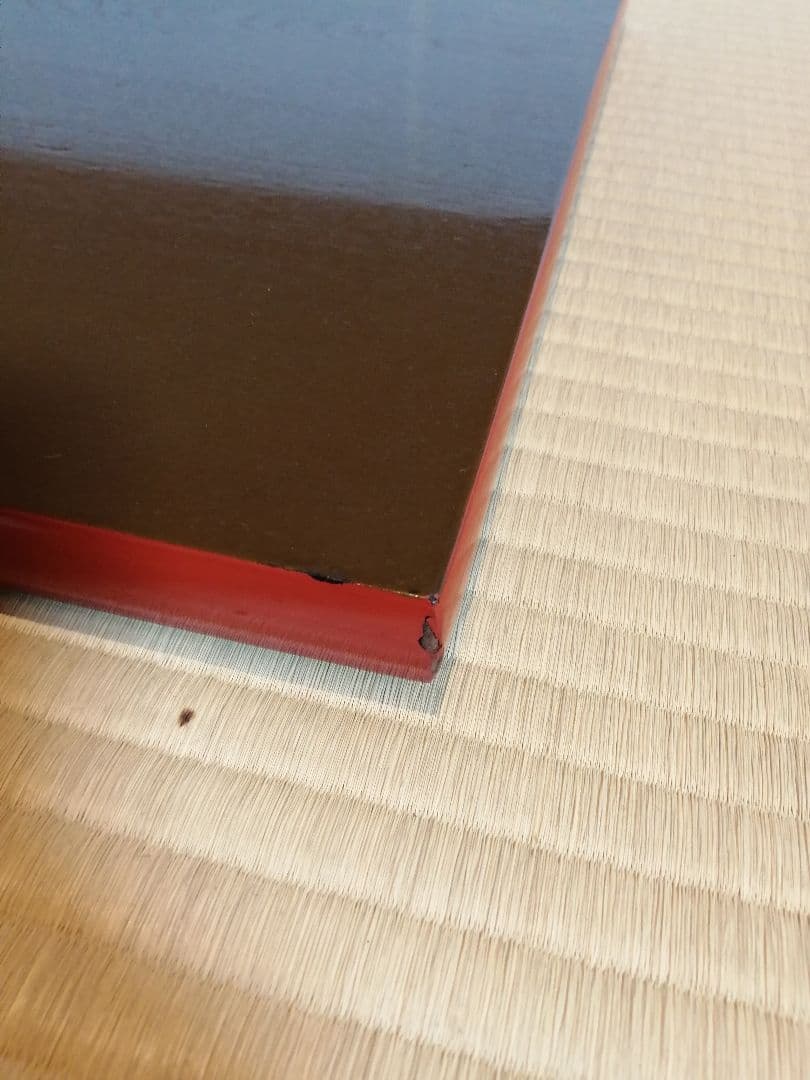 【茶道具】橋口宗榮造　藪内流 猗々斎宗匠箱書 家伝の形 青漆爪紅長板　長板80