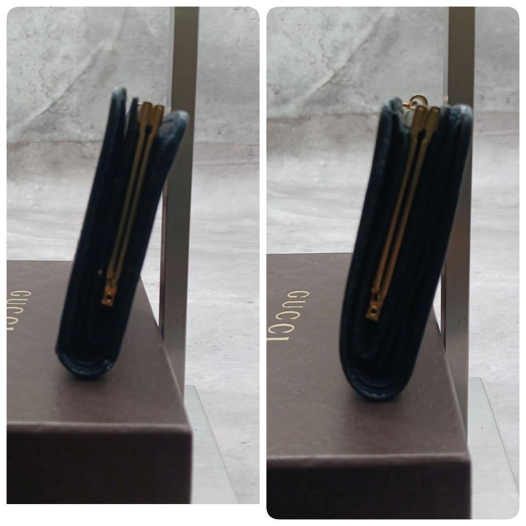 ✨美品✨ オールド グッチ 二つ折り 財布 シェリーライン がま口 黒 GG柄