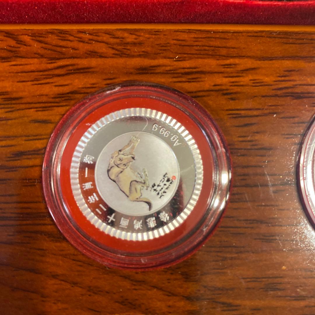 中国製　干支12支　純銀製 セット 木製ケース付き