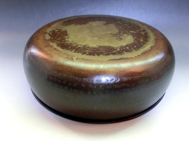建水■大振り 古銅製 鉋目 平建水 こぼし 茶溢しお茶道具 古道具時代物 骨董■