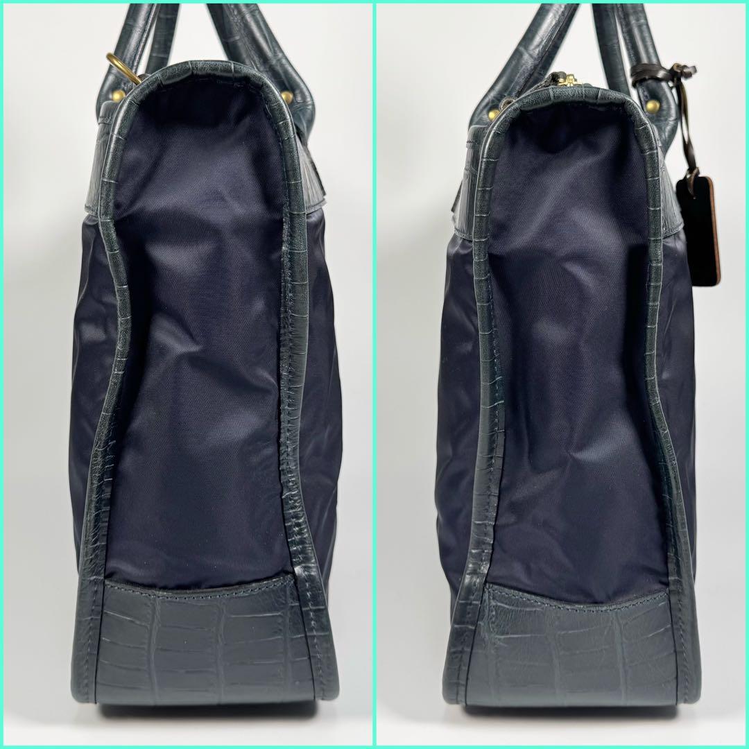 フェリージ ブリーフケース 1731 レザー クロコ A4 ネイビー ビジネス