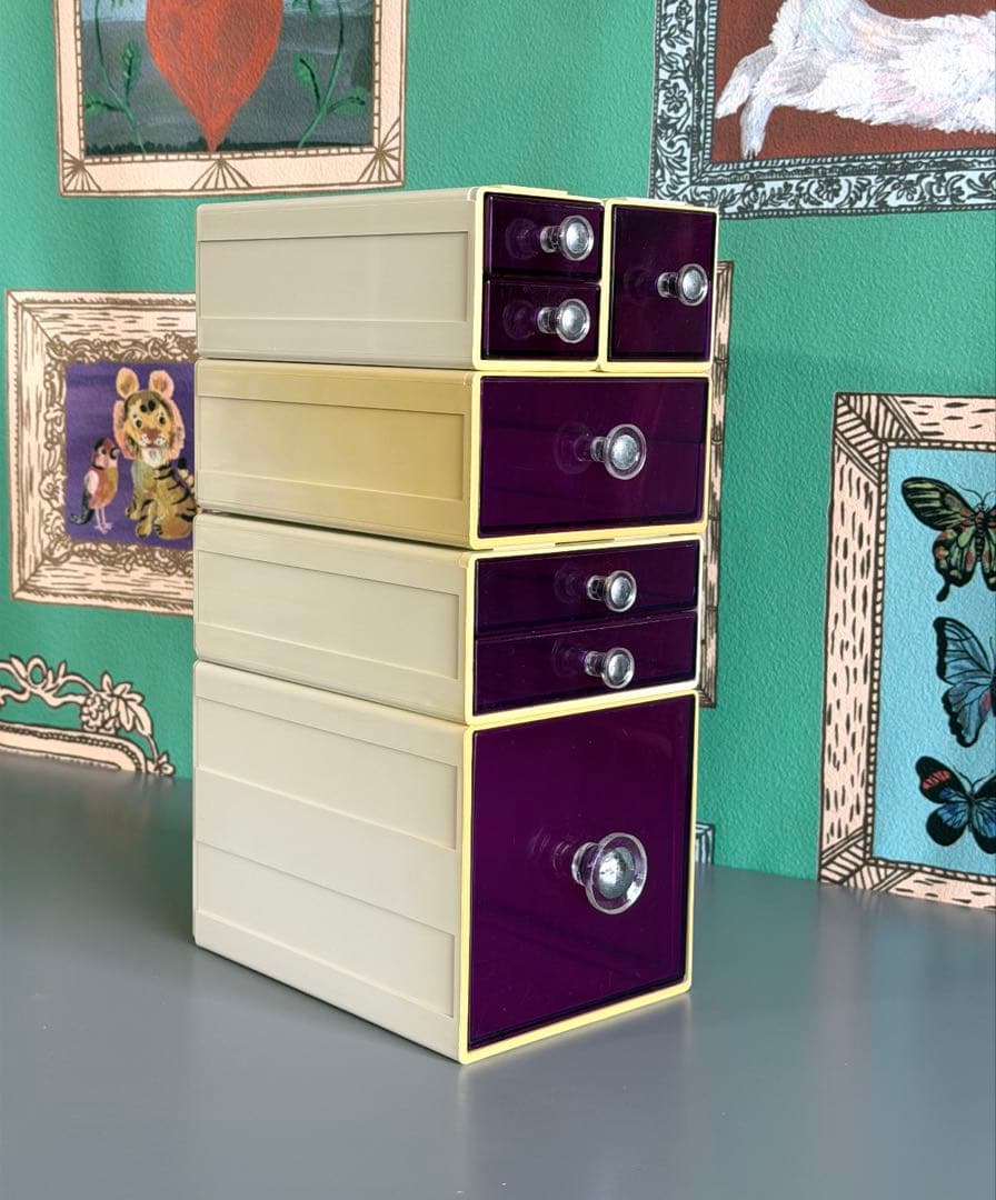 スペースエイジ　連結小物入れ　カセッター　アクリル　プラスチックケース　引き出し