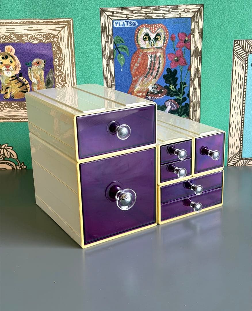 スペースエイジ　連結小物入れ　カセッター　アクリル　プラスチックケース　引き出し