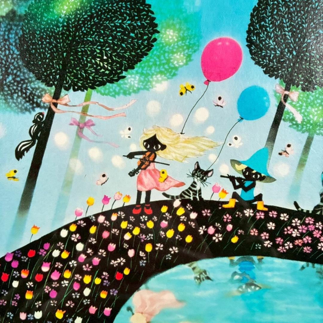 美品 藤城清治「春のデュエット」レフグラフ 直筆サイン入 証明シール有 影絵作家