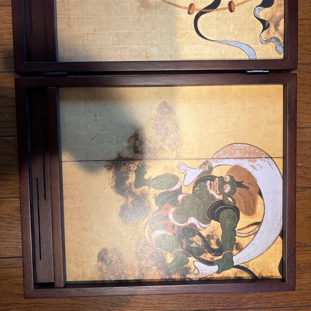 風神雷神図の屏風　ミニチュア