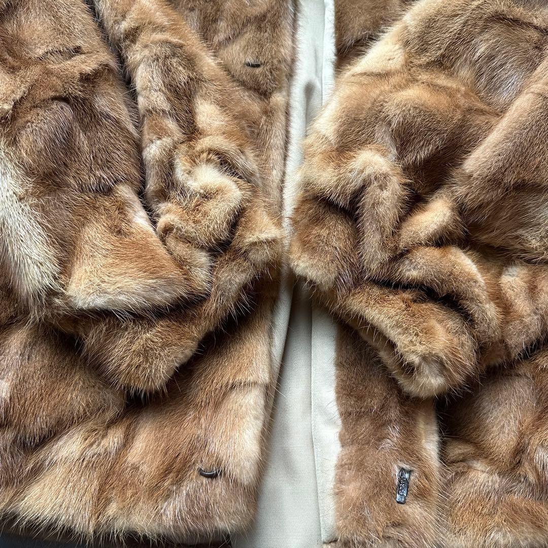 美品 メンズ ミンクファー リアルファーコート 本毛皮 フリーサイズ ブラウン