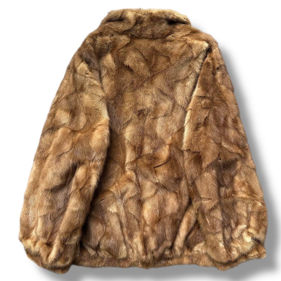 美品 メンズ ミンクファー リアルファーコート 本毛皮 フリーサイズ ブラウン