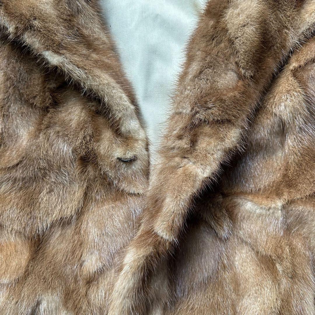 美品 メンズ ミンクファー リアルファーコート 本毛皮 フリーサイズ ブラウン