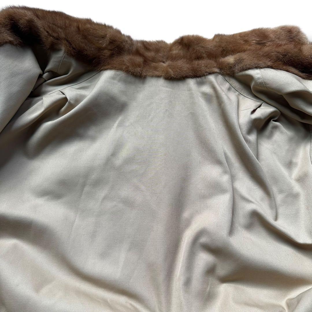 美品 メンズ ミンクファー リアルファーコート 本毛皮 フリーサイズ ブラウン