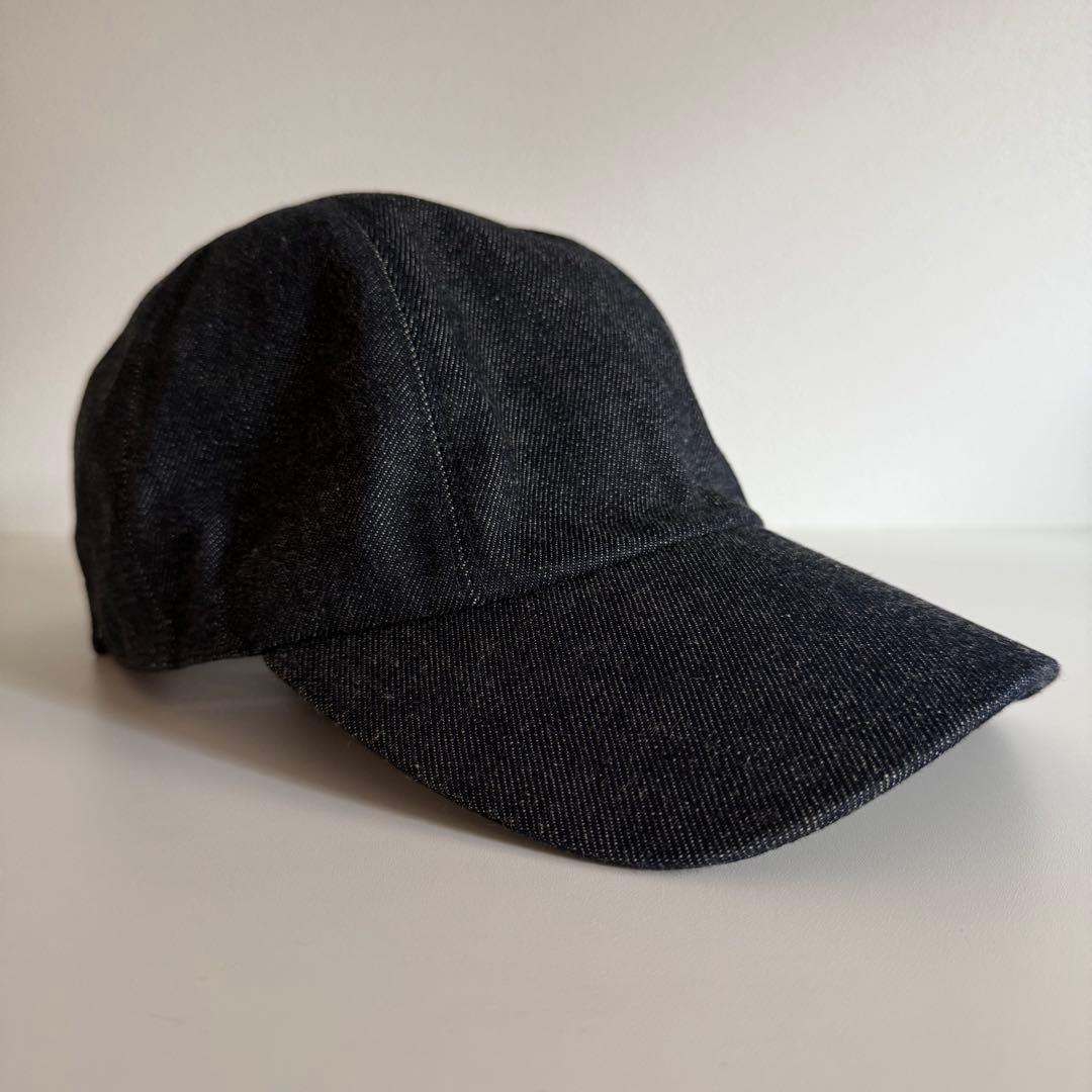 美品 サイズ60 HERMES デニムキャップ 帽子 シグネチャー 刺繍