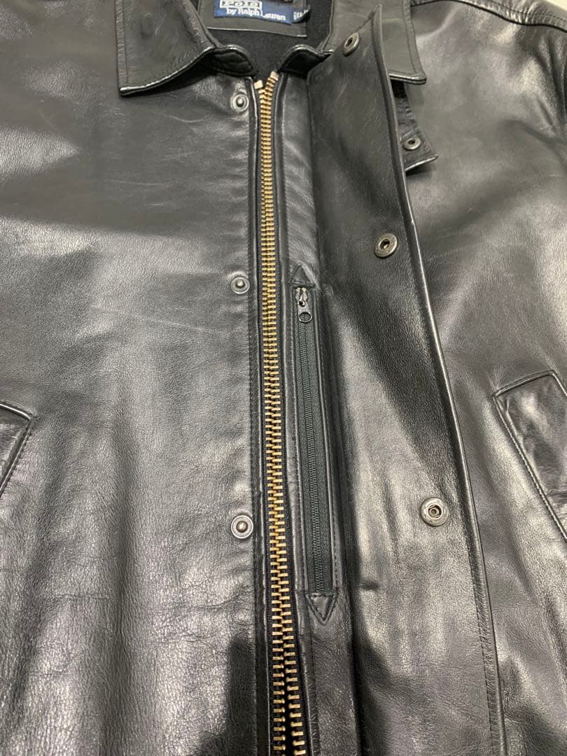 Polo by Ralph Lauren ブラック レザー カーコート