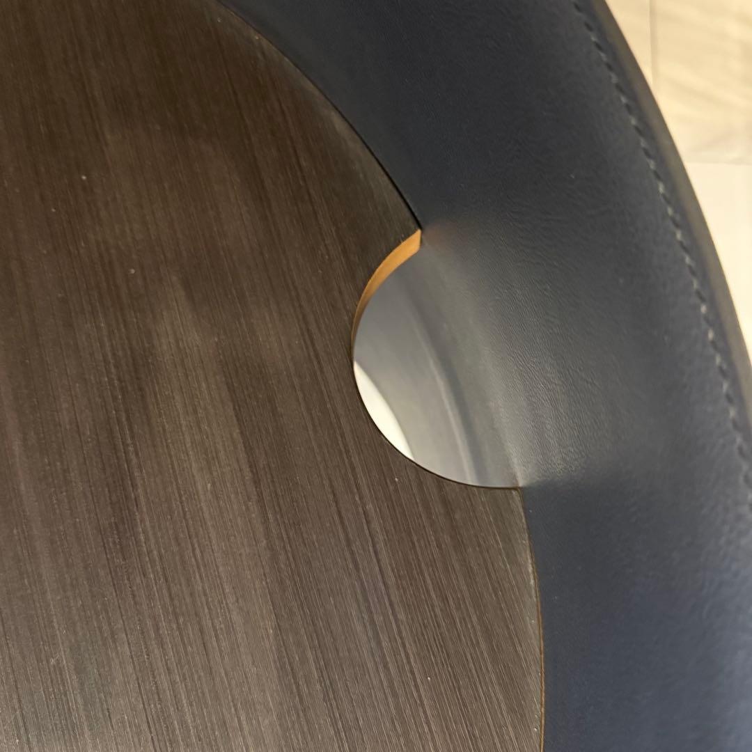 イタリア製 90年代ヴィンテージ 半円形デスク ミシン足と本革PCデスク