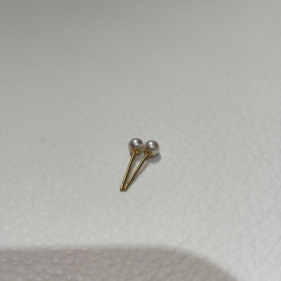 531 パールピアス　あこや真珠　3.2+3.3mm K18YG