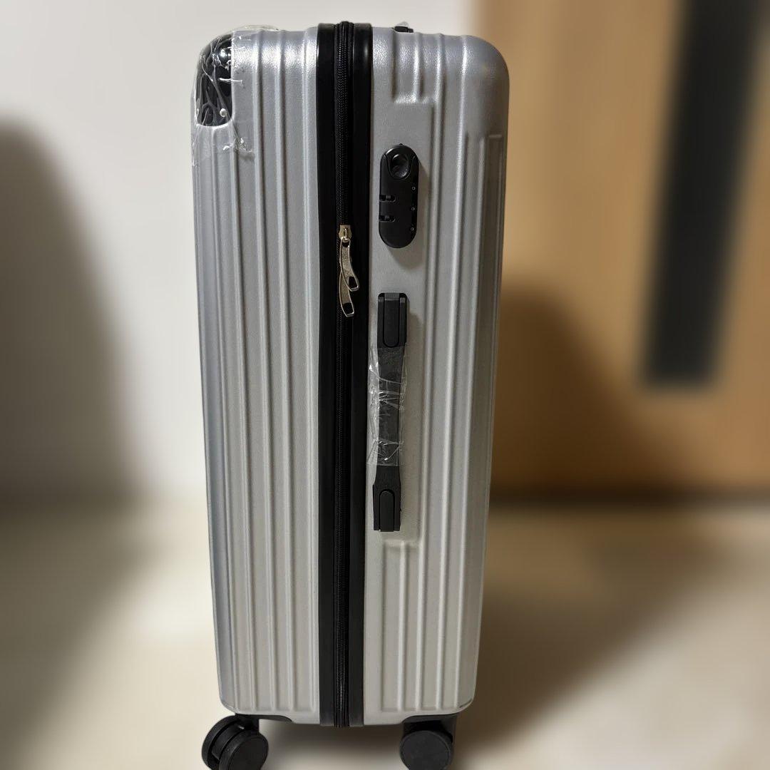スーツケース L キャリーケース USBポート付き 90L シルバー