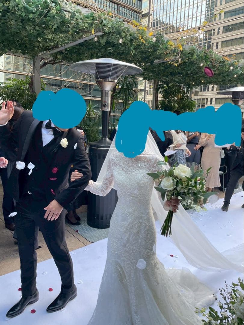 長袖マーメイドホワイトウェディングドレス