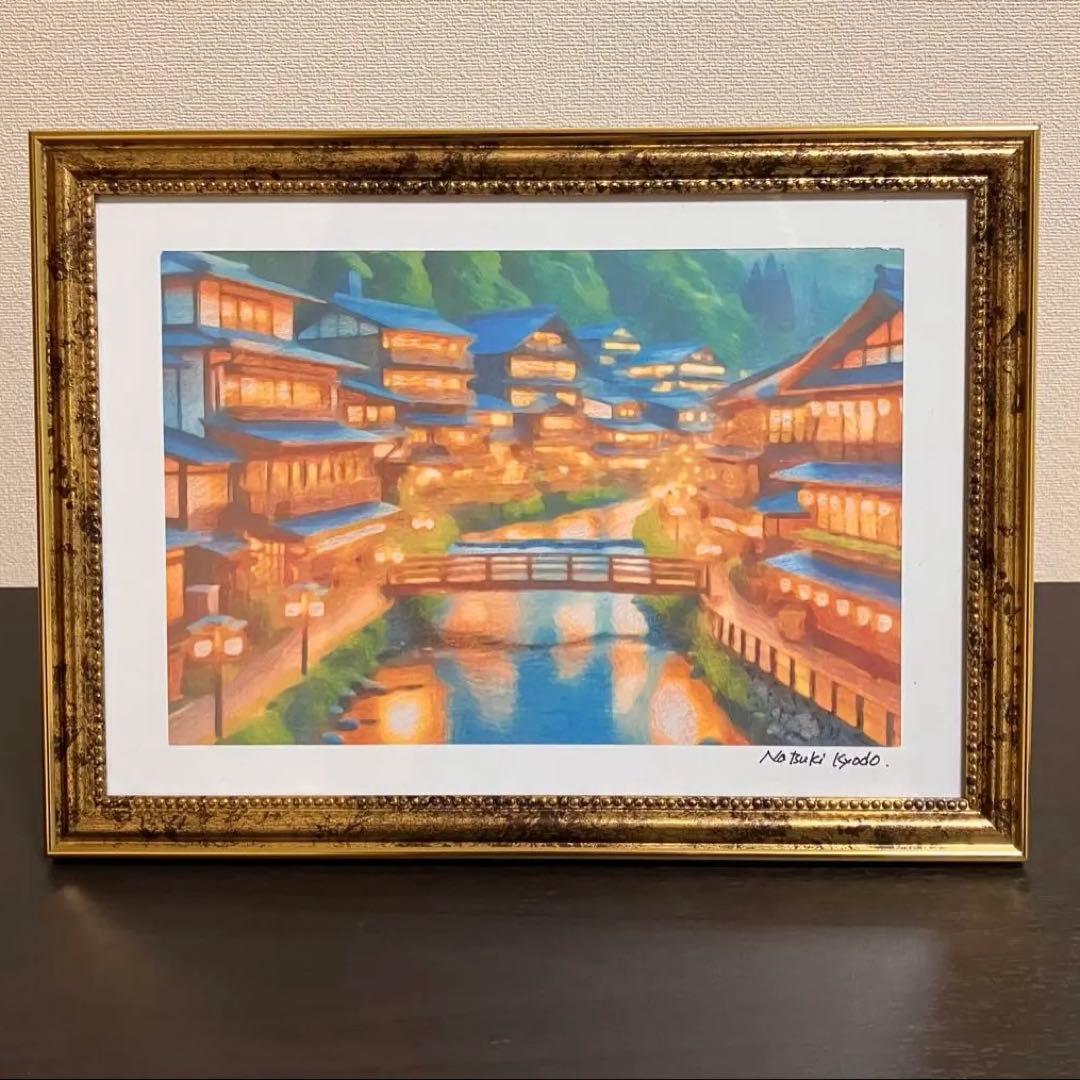 ジブリアート16 千と千尋の神隠しより「渋温泉」　額縁寸法32.7㎝×24.0㎝