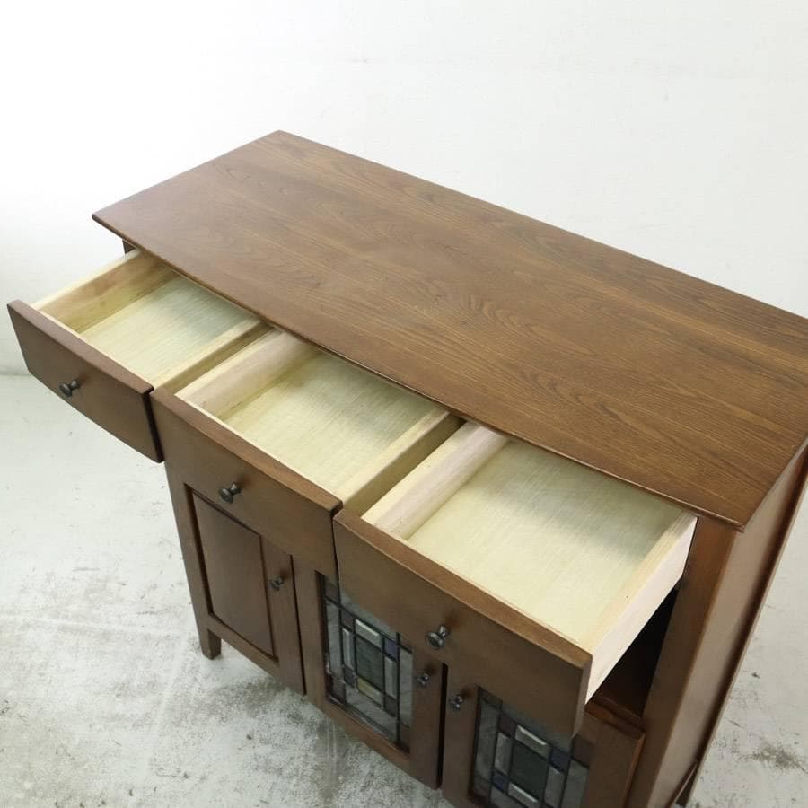 曙工芸 AURORA オーロラ ステンドグラス キャビネット 電話台 飾り台