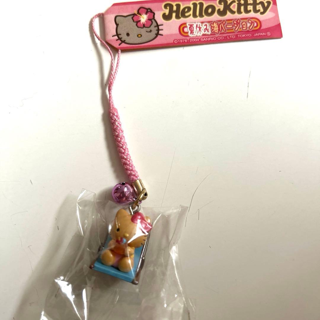 ハローキティ　夏休み海バージョン　日焼け　レア　根付け　ストラップ　ご当地キティ