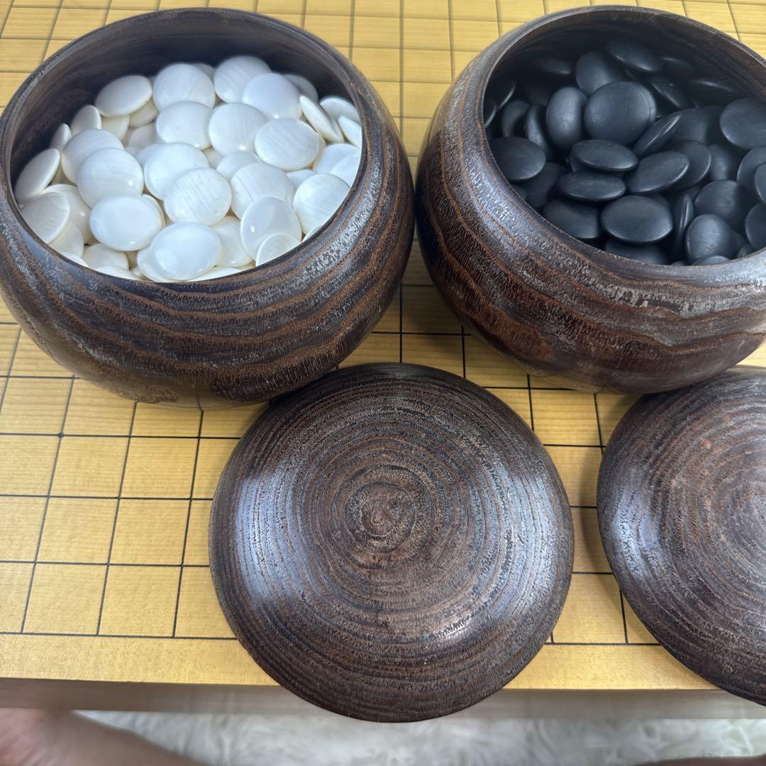 天地柾　囲碁盤 19路盤 碁石　蛤　雪印