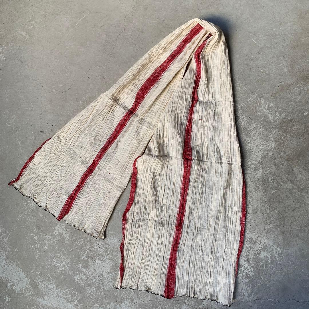 希少　トルコ　antique ショール　タオル　赤ライン