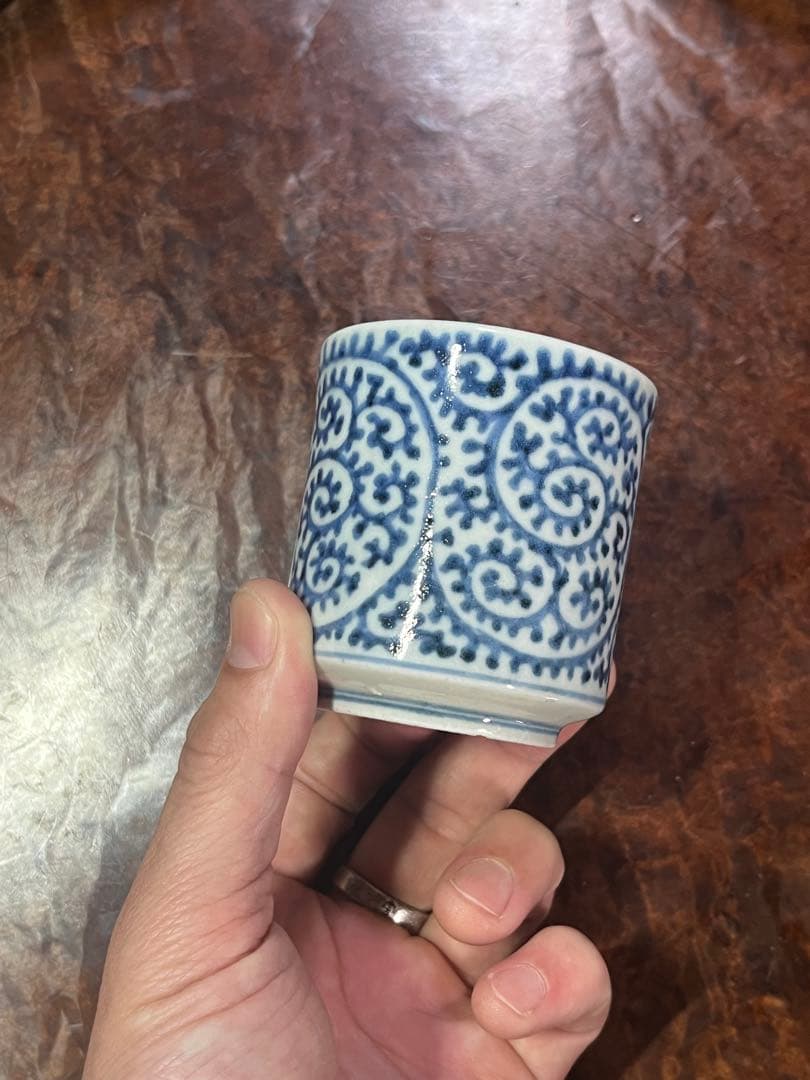 古伊万里　覗き猪口　のぞき猪口　蛸唐草　大振　無傷完品　唐草　民藝　民芸　唐草