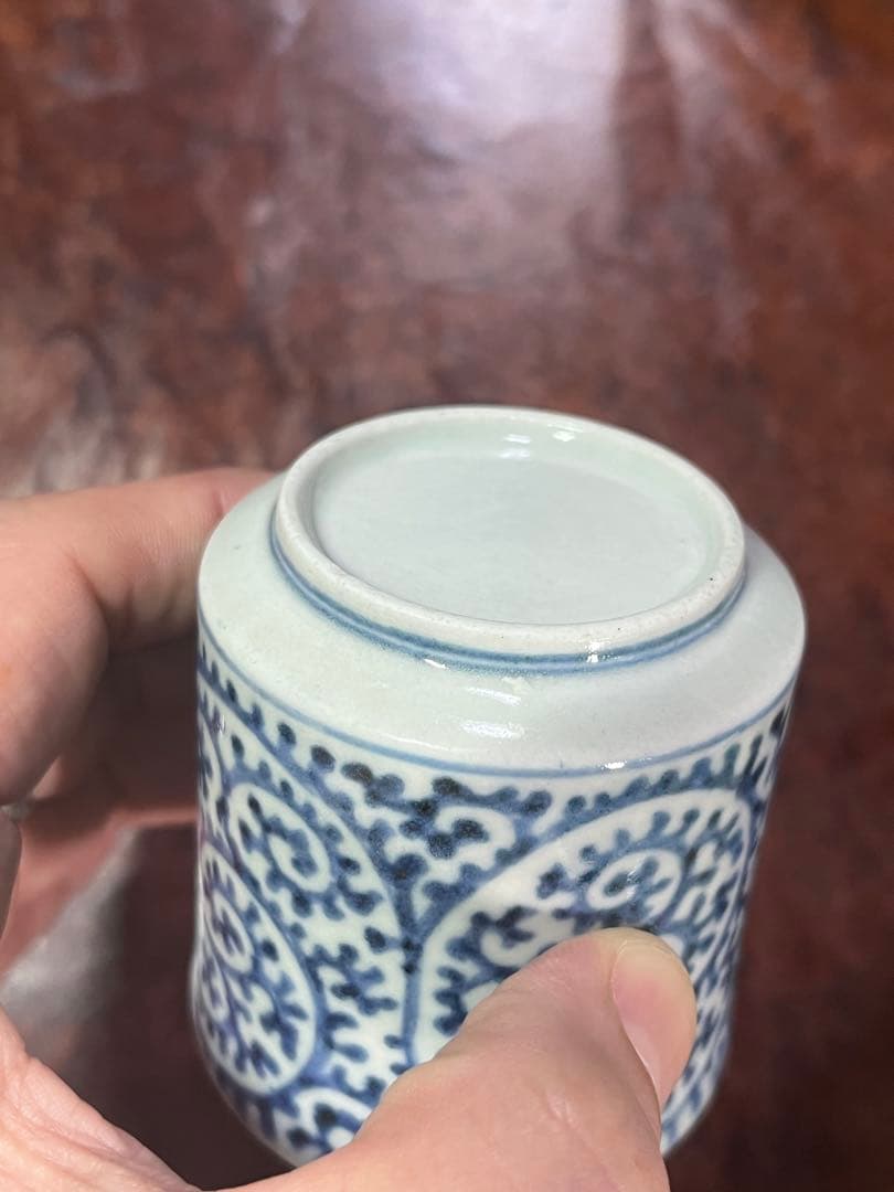 古伊万里　覗き猪口　のぞき猪口　蛸唐草　大振　無傷完品　唐草　民藝　民芸　唐草