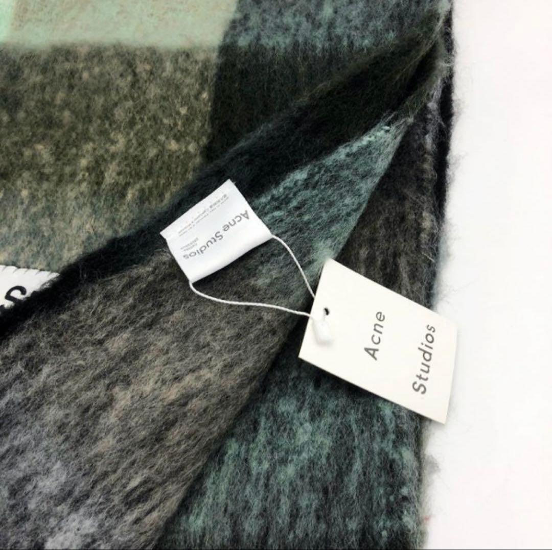 Acne Studios チェック柄マフラー グレー系
