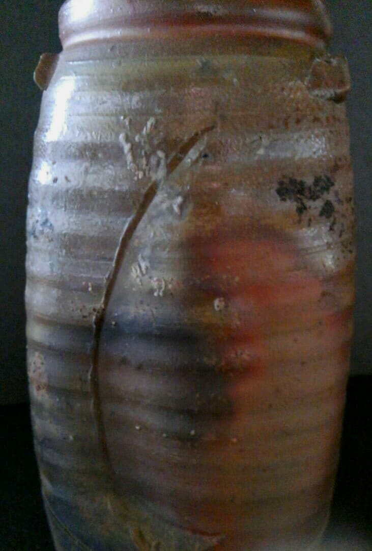 備前焼　木村陶峰作　窯変　ぼた餅　 花瓶　花入れ　共箱