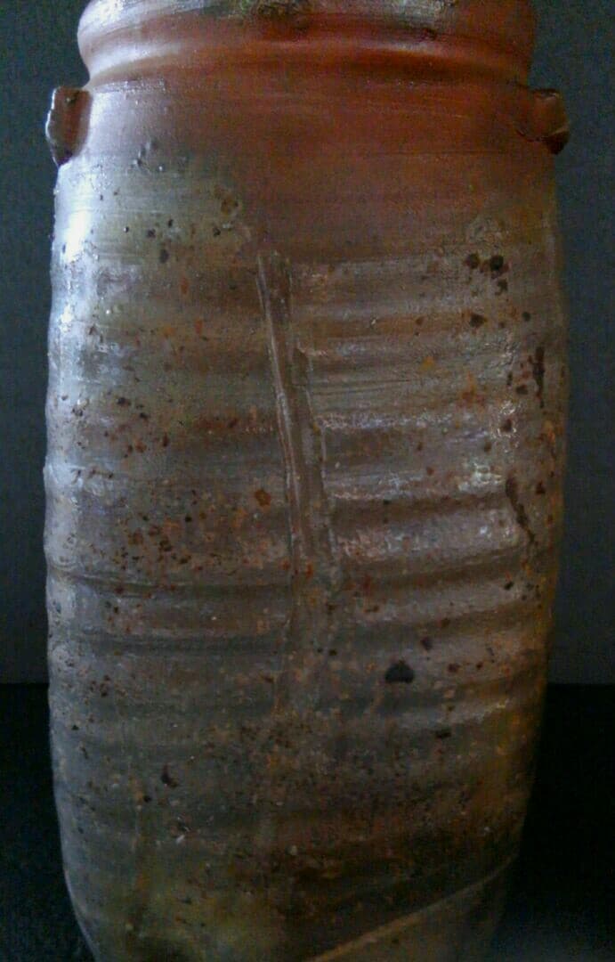 備前焼　木村陶峰作　窯変　ぼた餅　 花瓶　花入れ　共箱