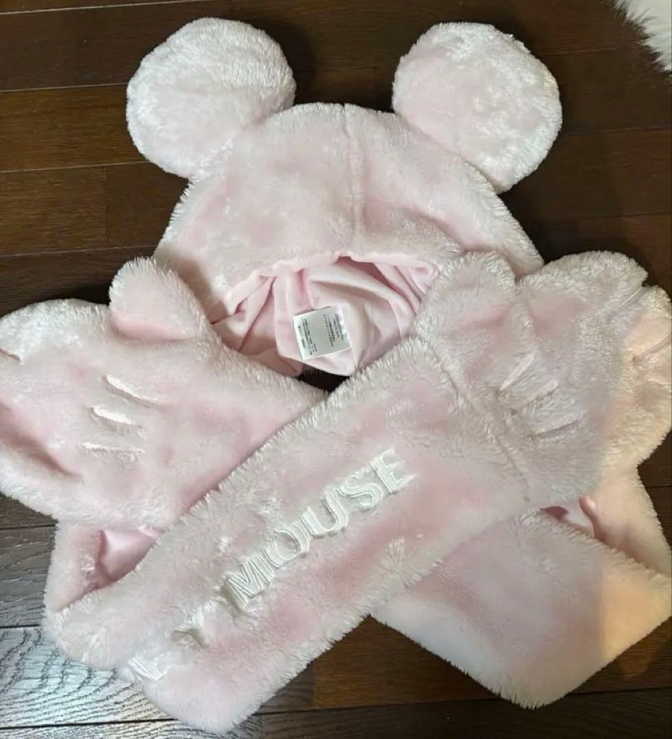 ミニー ミッキー マフラーキャップ ファンキャップ ピンク 40周年