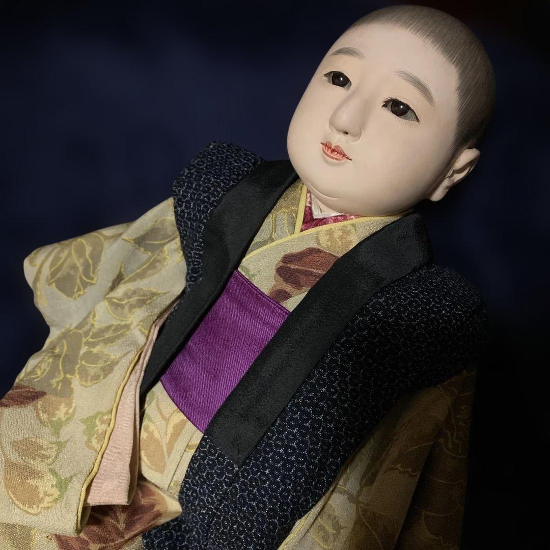 市松人形　睫毛のある男の子　東光　１２号　４３ｃｍ位　難あり