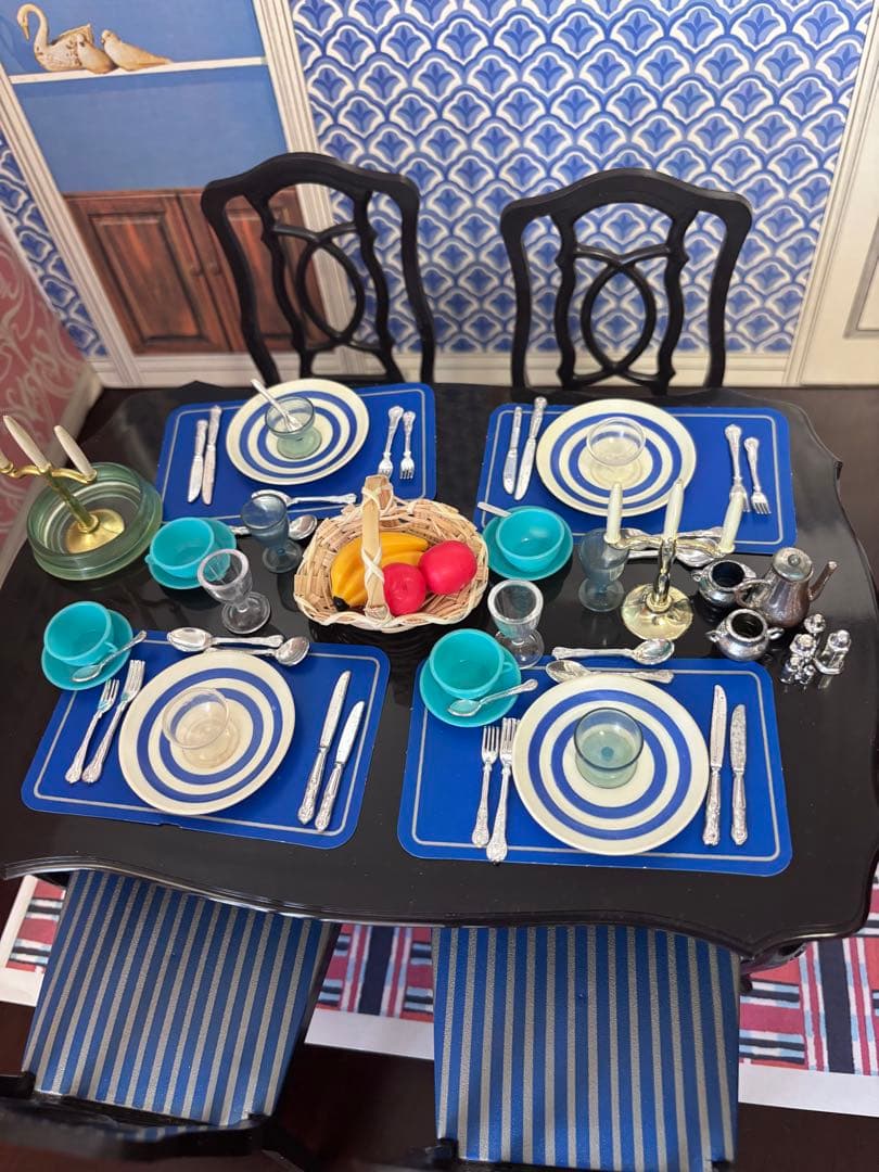 ●黒ダイニングテーブル ヴィンテージ シンディドールハウス 1/6サイズ