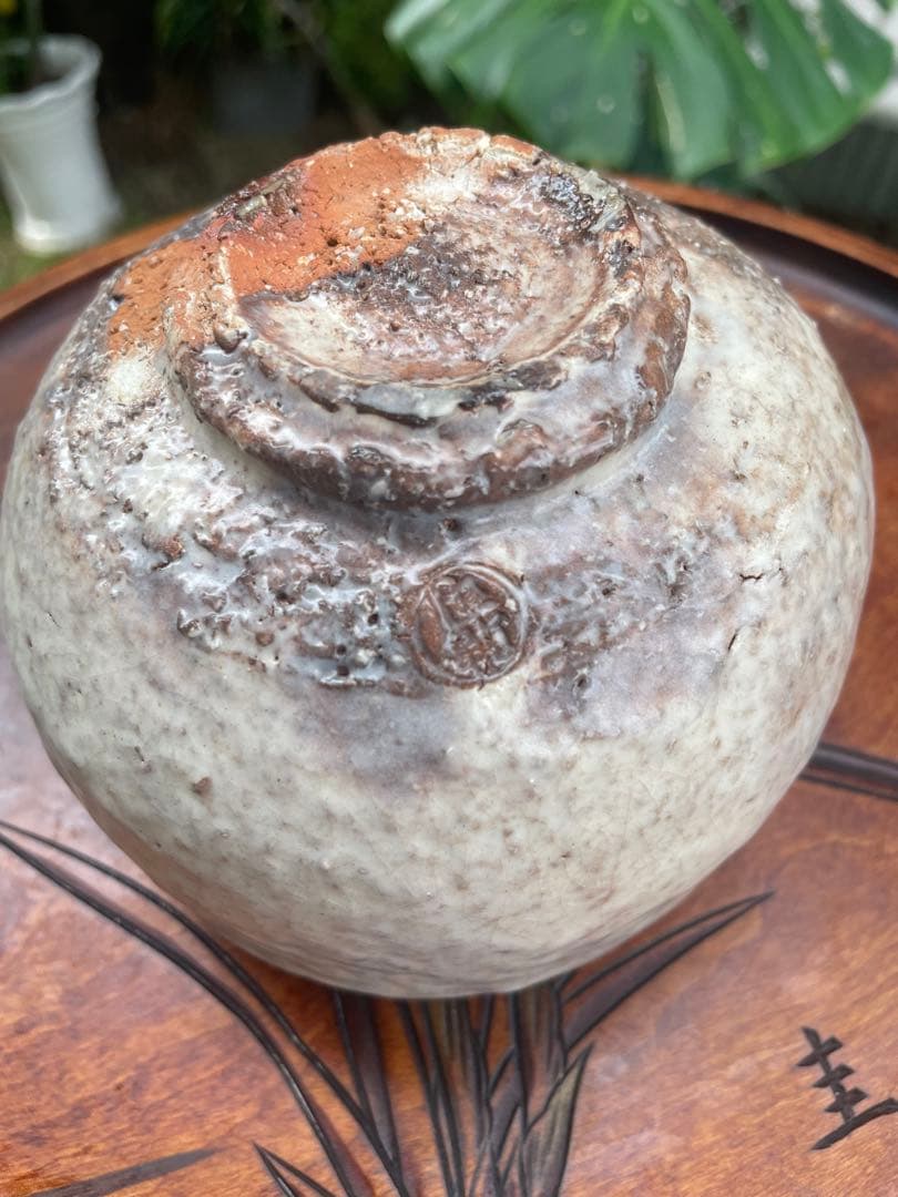 新品　萩焼　時司作　灰色の丸型茶碗と木製箱　説明書　共箱付　茶道　お茶碗